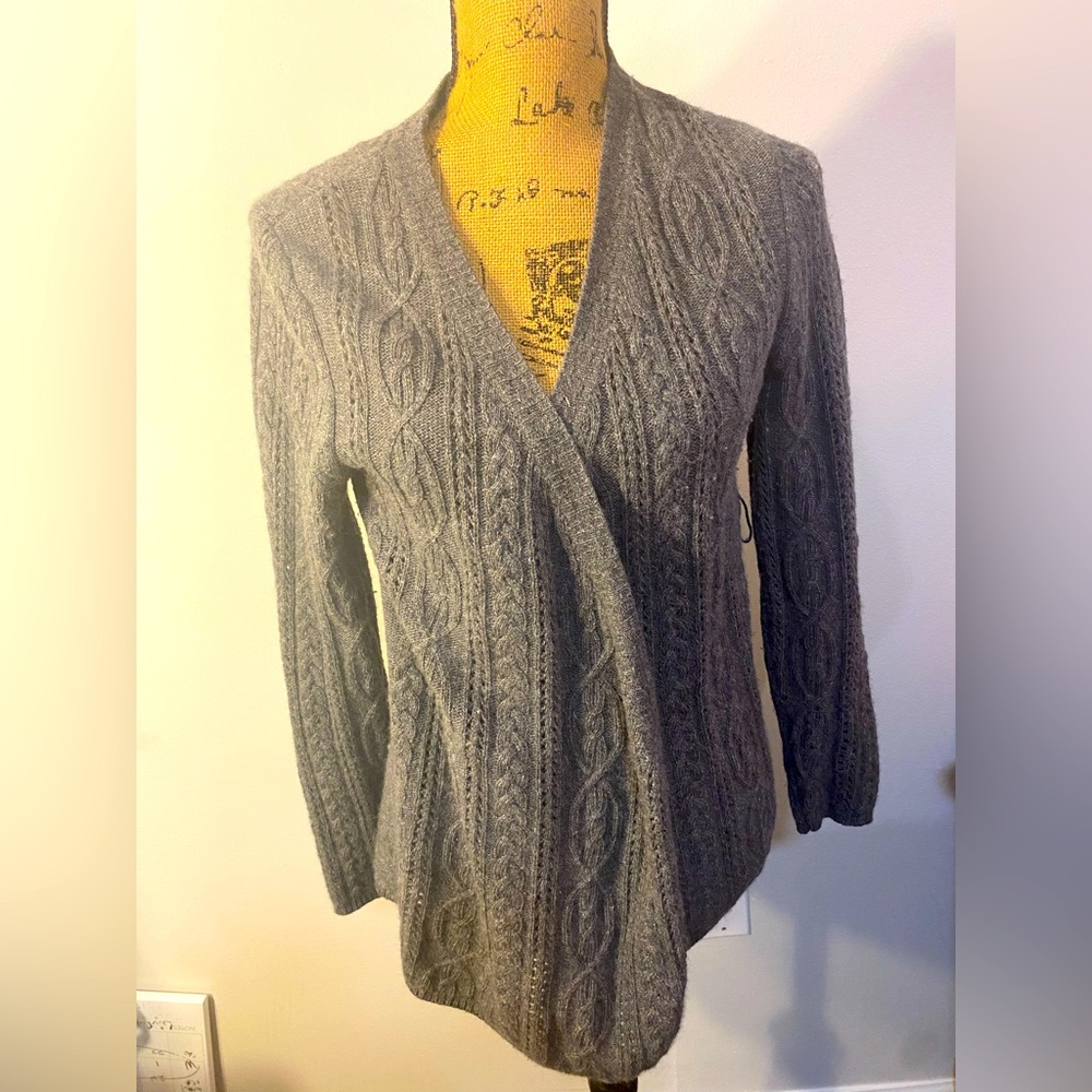 Mimi Maternity | Soft Gray Wool, Cashmere, & Angora Medium Cardigan